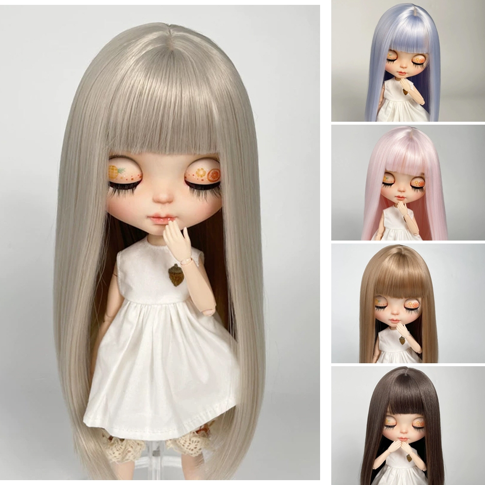 Blythe วิกผมตุ ๊ กตาผ ้ าขนาดเล ็ กกลางBangsหัวเข ็ มขัดด ้ านในผ ้ าไหมนุ ่ มสามารถHand-เปลี ่ ยนเจ ้ าหญิงตัดจัดแต ่ งทรงผม
