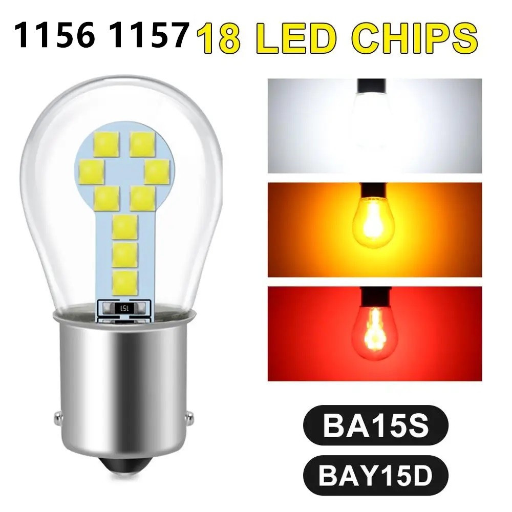 หลอดไฟเลี้ยวรถยนต์ Led BA15S P21W 1156 1157 BAY15D P21/5W R5W R10W 18SMD 3030 1 ชิ้น