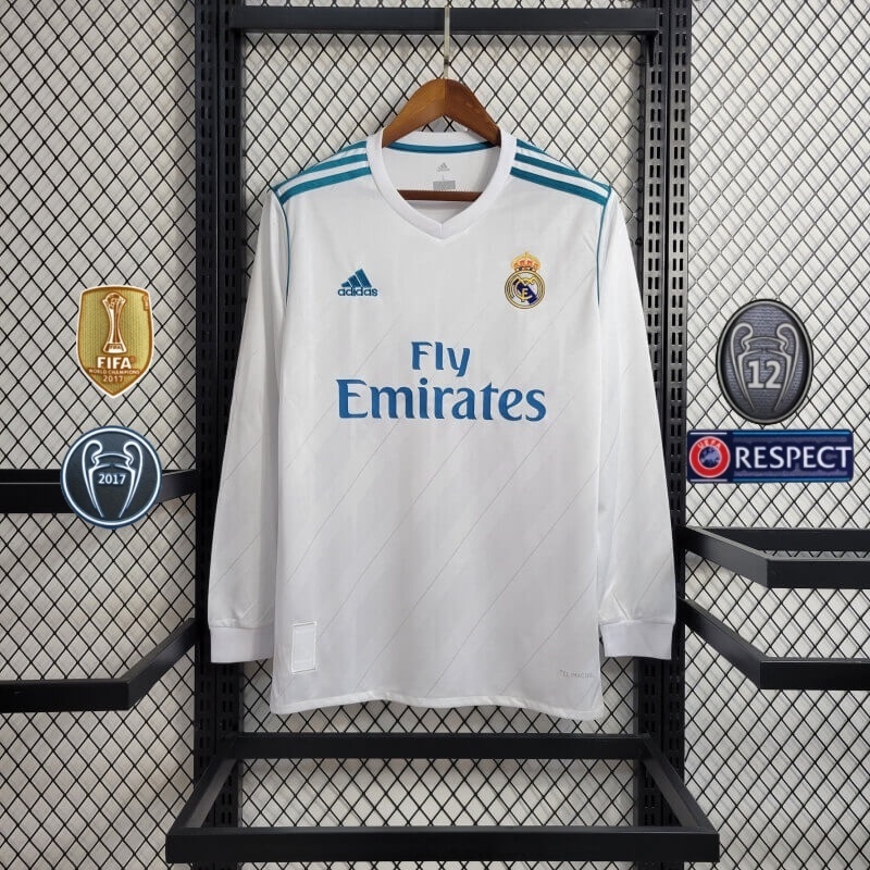 เสื้อกีฬาแขนยาว ลายทีมฟุตบอล Real Madrid 2017-2018 ชุดเหย้า