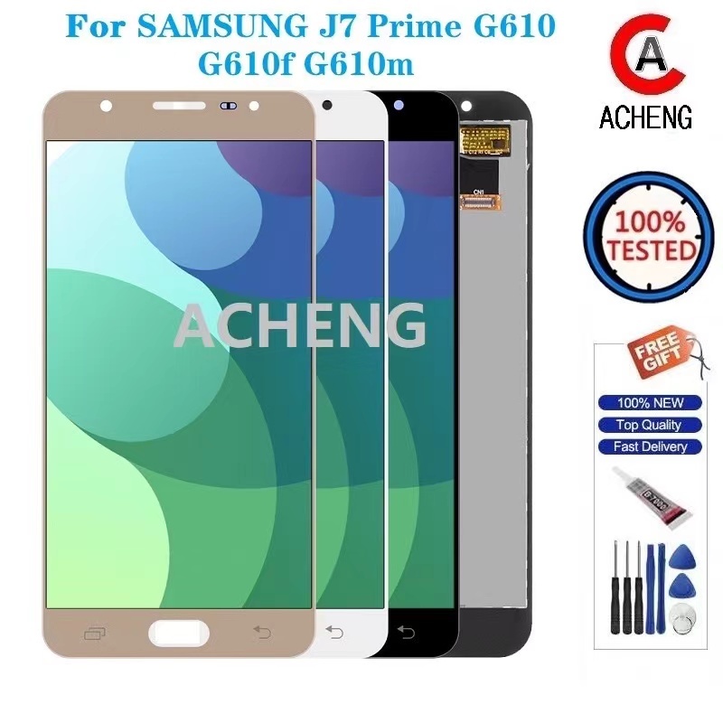 Acheng อะไหล่หน้าจอสัมผัส LCD ดิจิไทเซอร์ 5.5 นิ้ว แบบเปลี่ยน สําหรับ Samsung J7 Prime 2016 G610 G610F G610M