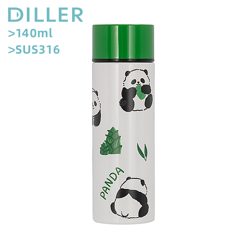 Diller กระติกน้ําร้อนสเตนเลสสูญญากาศ ลายแพนด้า SUS316 ขนาดเล็ก 140 มล. MLH9137