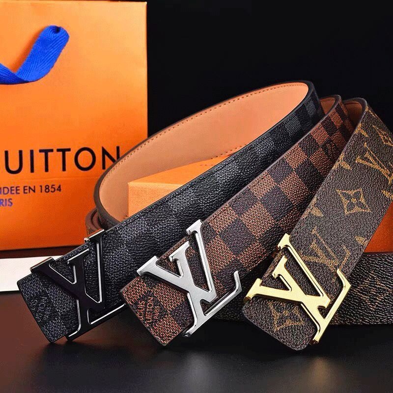 LV หลุยส์ วิตตอง เข็มขัดผู้ชายเข็มขัดธุรกิจผู้หญิงเข็มขัดแฟชั่นกว้าง 3.8 ซม