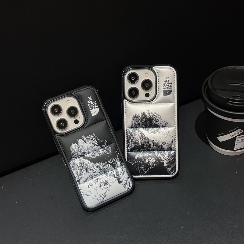 Iphone 16 Pro max 15 promax Down jacket ลายภูเขาหิมะ วัสดุ TPU + เคสโทรศัพท์สักหลาด