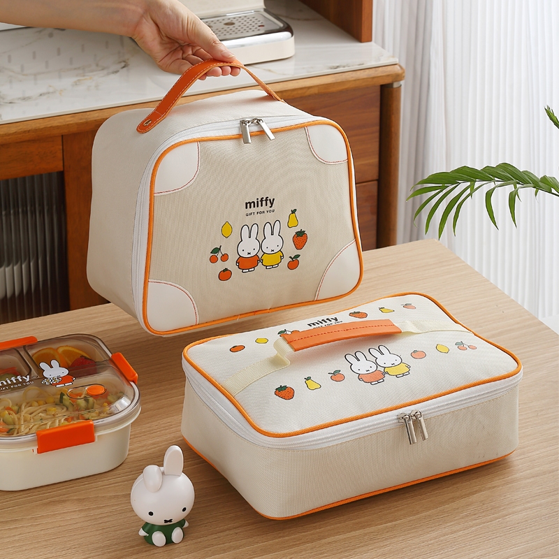 สินค้าสปอต Miffy กระเป๋าใส่กล่องอาหารกลางวัน มีฉนวนกันความร้อน ความจุขนาดใหญ่ ลายการ์ตูนน่ารัก กระเป๋าเก็บอุณภูมิ กระเป๋ากล่องข้าว