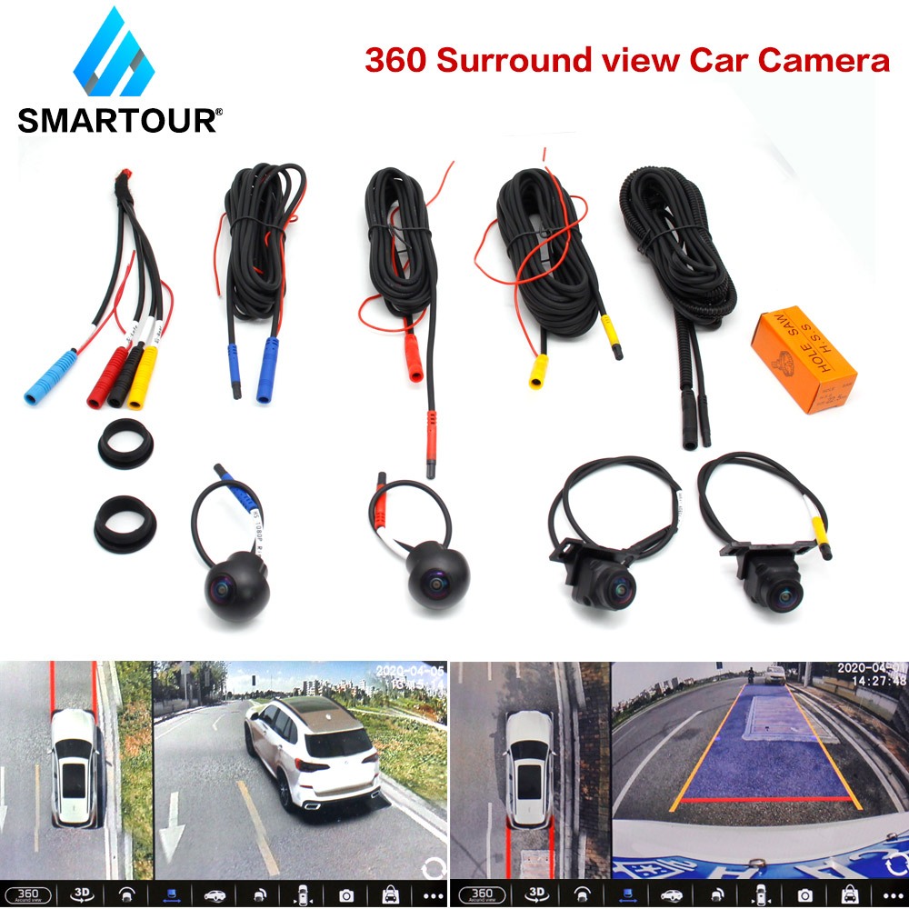 Smartour กล้องติดรถยนต์ AHD 1080P 720P 360 องศา 3D มุมมองเซอร์ราวด์ ซ้าย และขวา ระบบกล้องมองหลัง สําหรับ Android Player Night Visio
