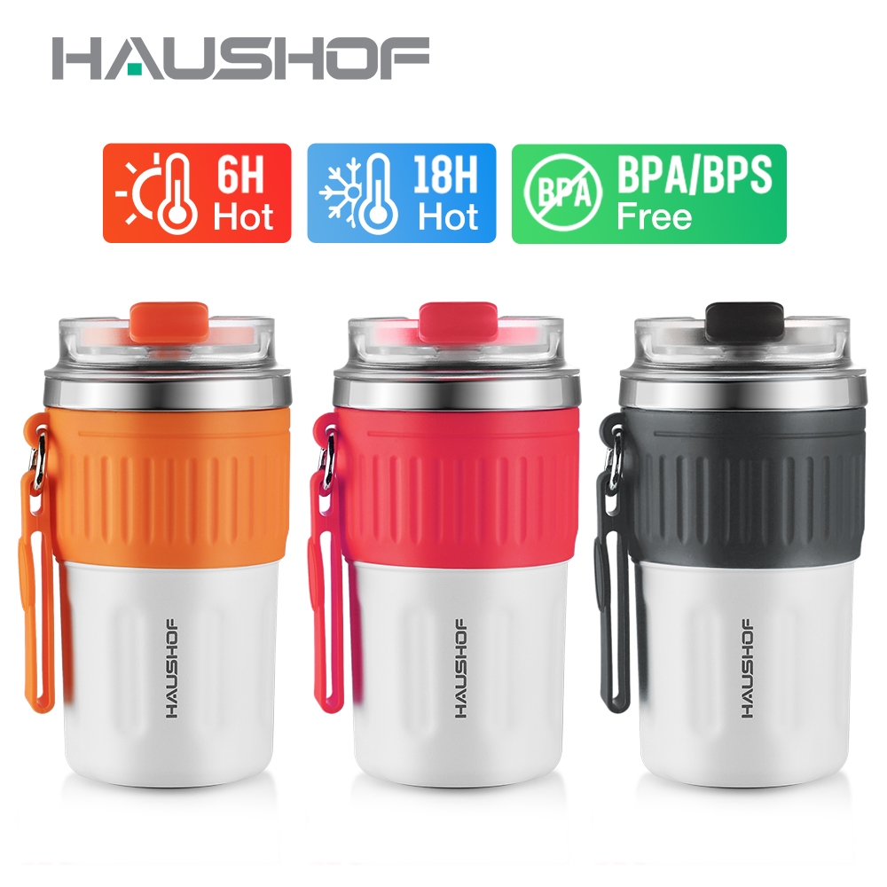 Haushof แก้วมักสุญญากาศ สเตนเลส มีฉนวนกันความร้อน และเย็น ปลอด BPA ขนาด 400 มล. 13 ออนซ์