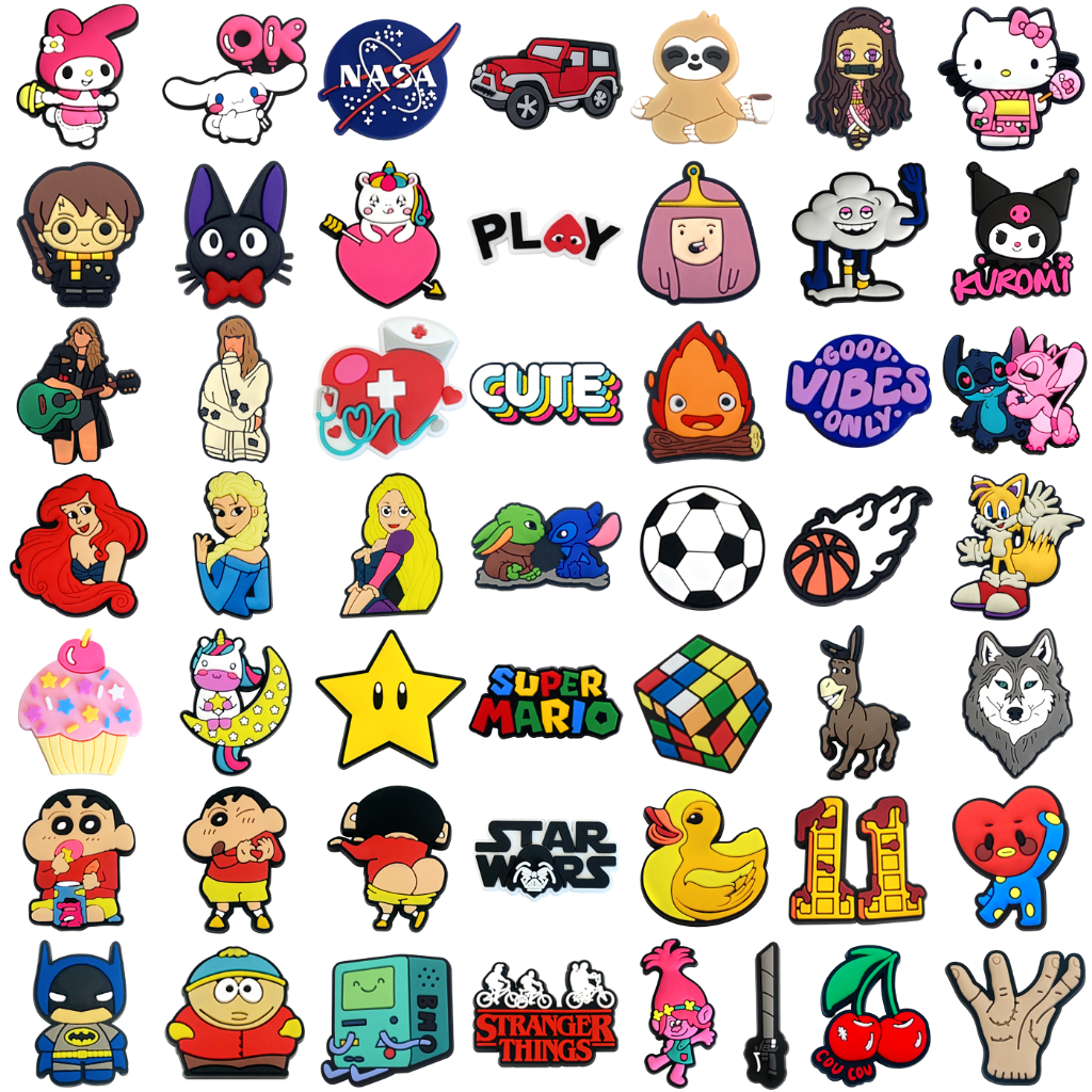 เสน่ห์รองเท้า 50 สไตล์ของอุปกรณ์ตกแต่งการ์ตูนพีวีซีพร้อมปุ่ม – โปรปัง