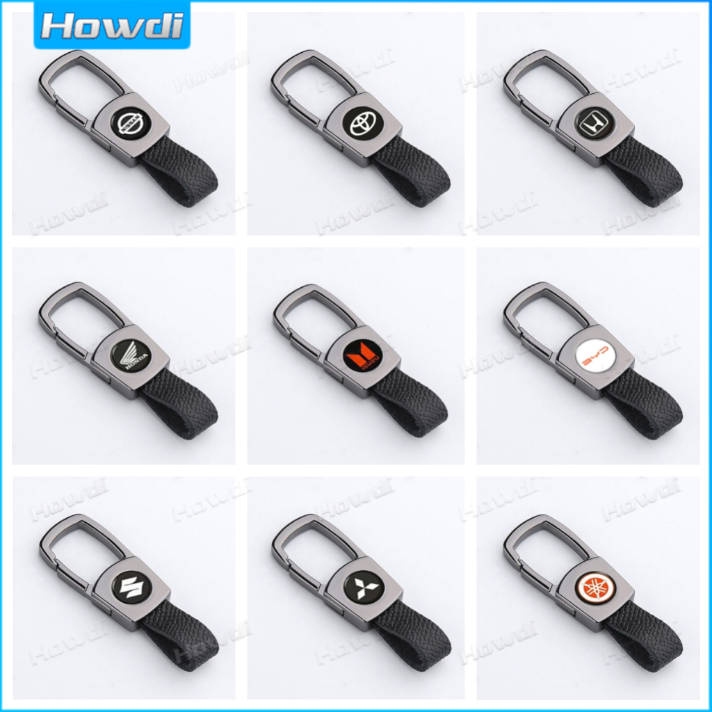 พวงกุญแจหนัง พวงกุญแจโลหะอัลลอย พร้อมโลโก้ สําหรับรถยนต์และรถจักรยานยนต์