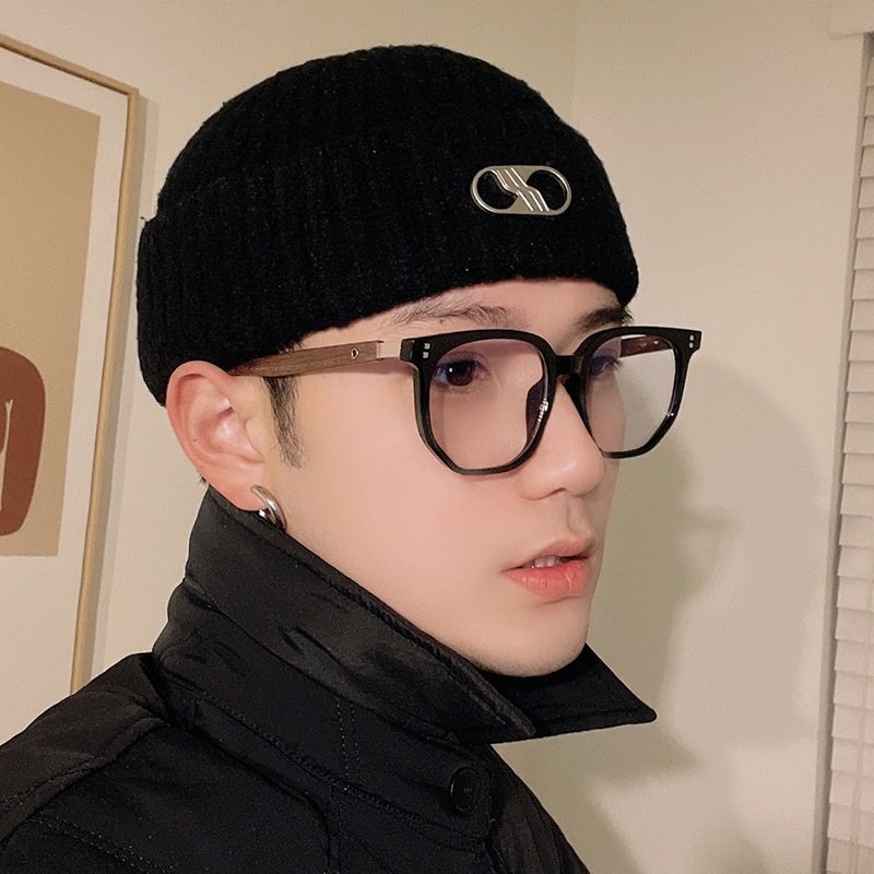 แว่นตา TR90 กรอบไม้ ทรงกลม ป้องกันแสงสีฟ้า สําหรับผู้ชาย