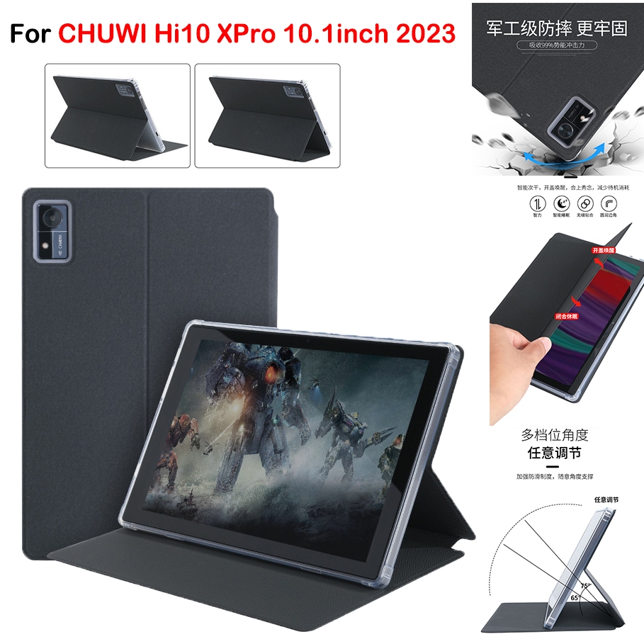 สําหรับ CHUWI Hi10 XPro 10.1 นิ้ว 2023 กรณีธุรกิจเข็มขัด Dormancy PU หนังหลายมุม stem Flip Stand สํา