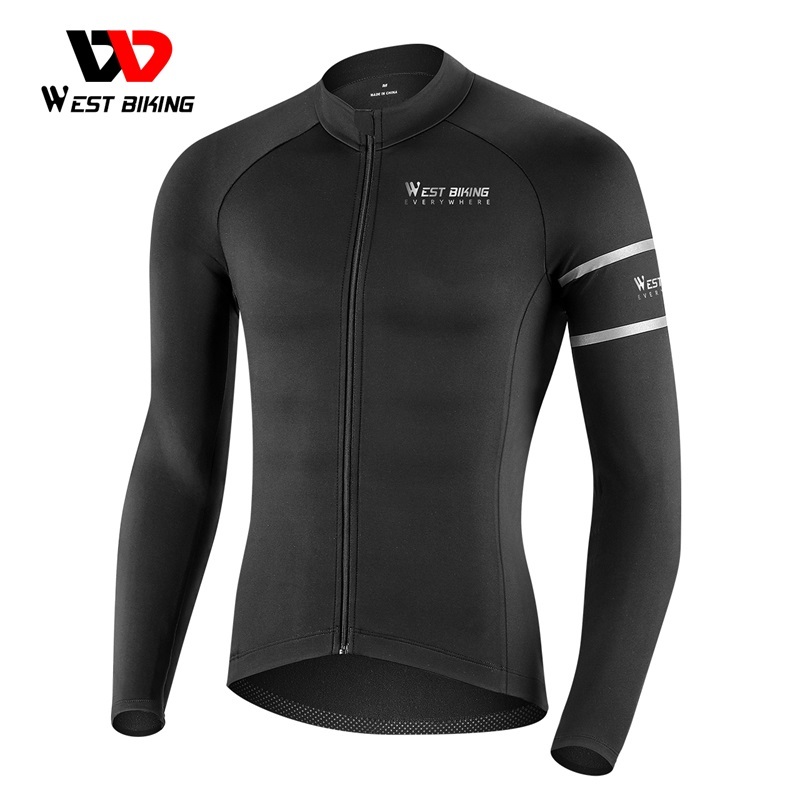 WEST BIKING เสื้อโค้ทแขนยาว ผ้าฟลีซ กันลม พร้อมกระเป๋า สําหรับขี่จักรยาน