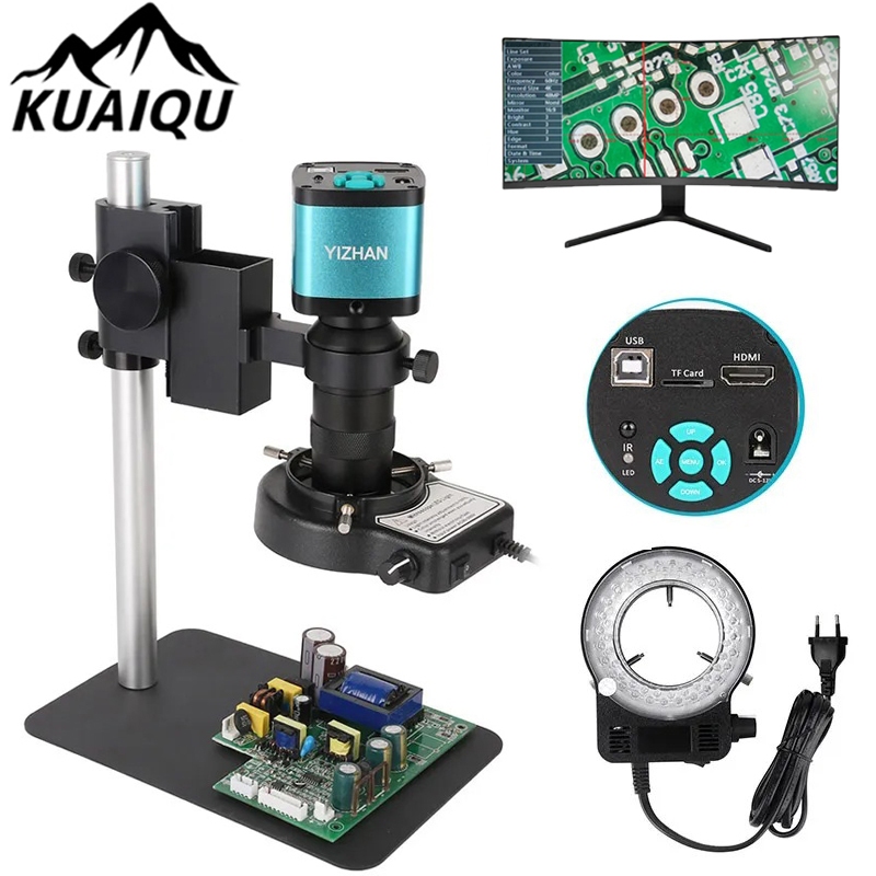 YIZHAN กล้องจุลทรรศน์ดิจิตอล 4K USB HDMI 130X ซ่อม PCB ด้วยกล้องขยาย การตรวจสอบเครื่องประดับ