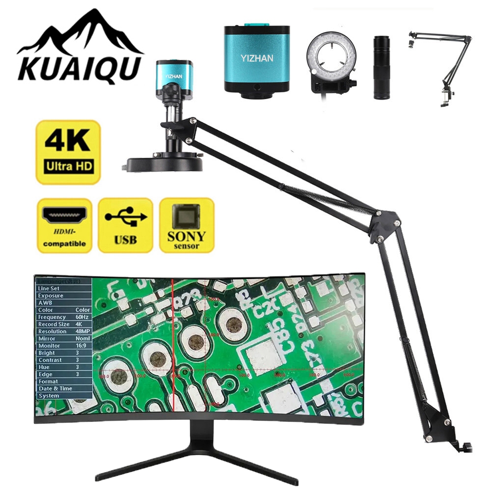 YIZHAN microscope กล้องจุลทรรศน์ดิจิทัล 1080P 13MP HDMI USB ซูมได้ 1-150X การระบุโบราณวัตถุและสินค้า