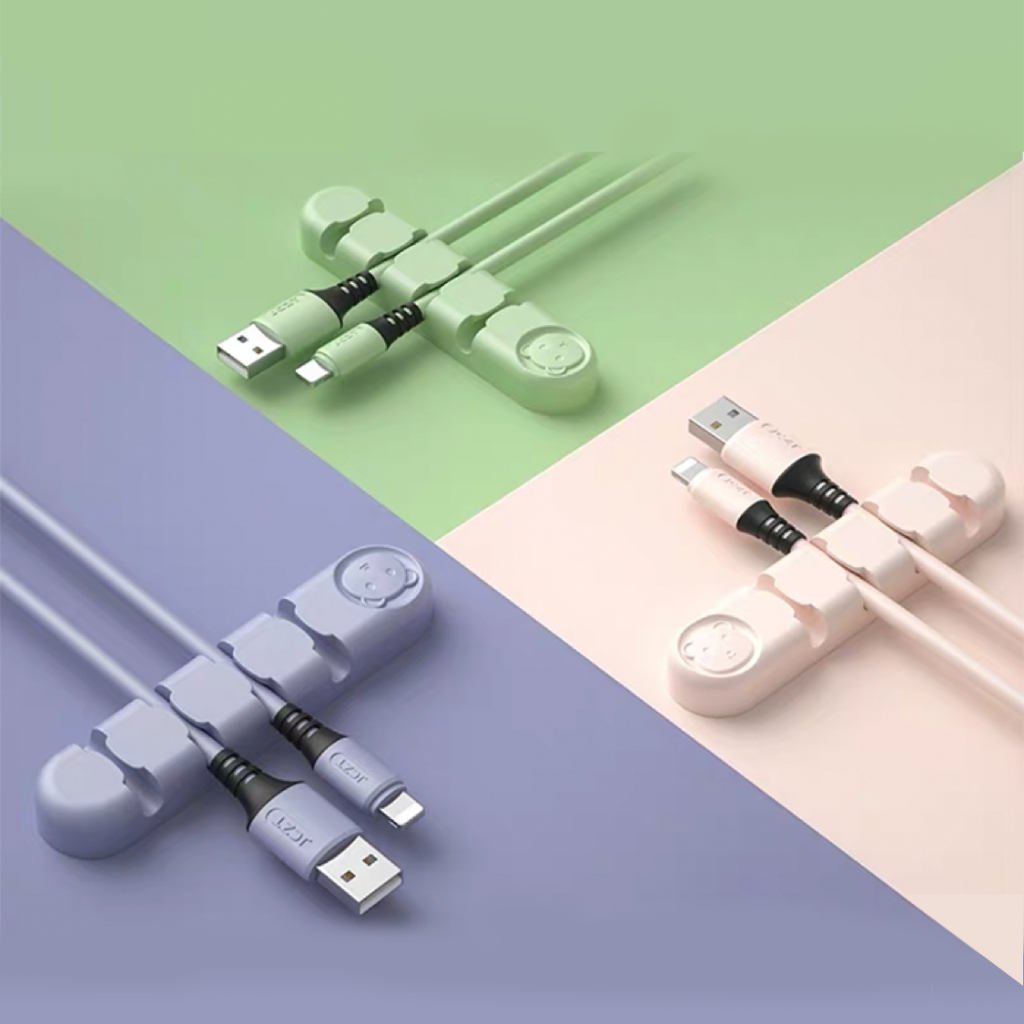 SUPO DEPOT - จัดระเบียบสายเคเบิล ซิลิโคน จัดระเบียบโต๊ะทํางาน สําหรับสาย USB มีกาวในตัว 4 กริด BDZ004