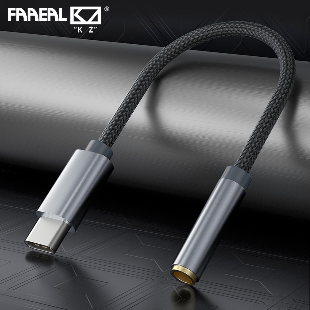 FAAEAL KZ AM01 สาย DAC Type-C ถึง 3.5 มม.อะแดปเตอร์เสียง 32bit/384kHz Hi-Fi DAC + IC เครื่องขยายเสีย