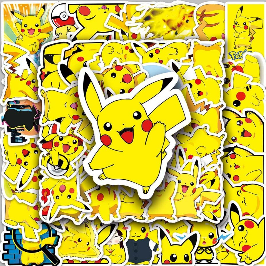 50 ชิ้นใหม่ Pikachu Pokémon Creative สติกเกอร์สําหรับโทรศัพท์ DIY โน๊ตบุ๊คจักรยานหมวกกันน็อครถ Graffiti กันน้ําตกแต่ง Decal ของขวัญ