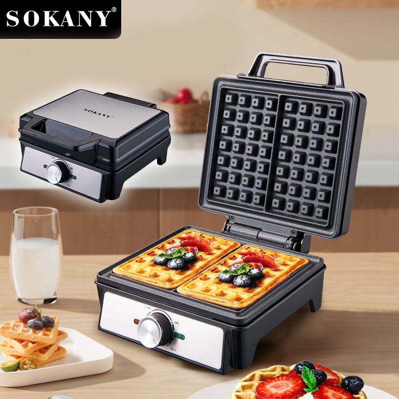 SOKANY 1600W การควบคุมอุณหภูมิ 4 บล็อก เครื่องทำวาฟเฟิล เตาทําวาฟเฟิล เครื่องอบวาฟเฟิล