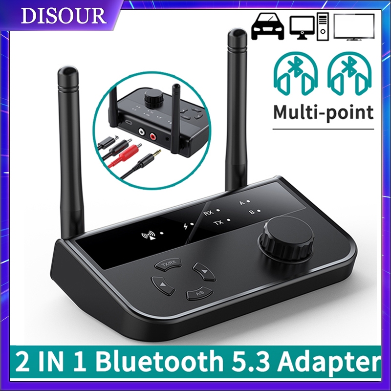 Disour อะแดปเตอร์รับส่งสัญญาณเสียงสเตอริโอไร้สาย บลูทูธ 5.3 AUX 2RCA 3.5 มม. สําหรับรถยนต์ ทีวี คอมพิวเตอร์ ลําโพง บ้าน