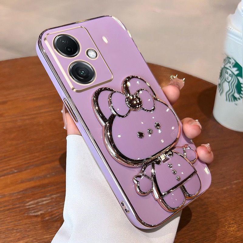 เคส OPPO A79 A78 A98 5G เคส OPPO A18 A38 A58 เคสกันกระแทก เคสโทรศัพท์ พร้อมการ์ตูนกระต่ายน่ารัก ที่วางโทรศัพท์ ขาตั้ง ซิลิโคนนุ่ม ชุบ ป้องกัน เคสฝาหลัง