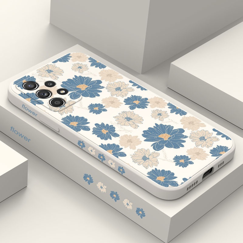 SAMSUNG ดอกไม้แบบดั้งเดิมเคสโทรศัพท์สําหรับSamsung Galaxy A17 A07 A56 A36 A26 A16 A06 A15 A25 A35 A55 A05 A05S 4G 5Gซิลิโคนเหลวด้านข้างรูปแบบฝาครอบ