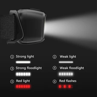 Smilingshark TD0144 ฉายคาดหัว LED ไฟหน้าแบบเซนเซอร์ ไฟหน้าแบบชาร์จไฟได้ 6 โหมดแสงสีขาว/สีแดงไฟฉายคาดศีรษะที่แข็งแกร่งน้ำหนักเบากันน้ำสำหรับทำงานตกปลาตั้งแคมป์ขี่จักรยานปีนเขา