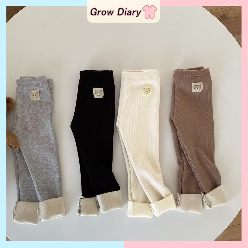 กางเกงเลกกิ้ง ผ้าฟลีซ แบบนิ่ม สวมใส่สบาย แฟชั่นฤดูหนาว สําหรับเด็กผู้หญิง อายุ 1-6 ปี