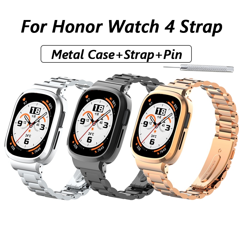 เคสโลหะ พร้อมสายนาฬิกาข้อมือ สเตนเลส 4 และกรอบโลหะ สําหรับ Honor Watch 4
