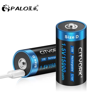 Palo แบตเตอรี่ลิเธียมไอออน Size C Size D 1.5v ถ่านชาร์จ Type-C ชาร์จ USB สําหรับบ้าน แบตเตอรี่