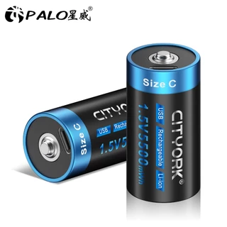 Palo แบตเตอรี่ลิเธียมไอออน Size C Size D 1.5v ถ่านชาร์จ Type-C ชาร์จ USB สําหรับบ้าน แบตเตอรี่