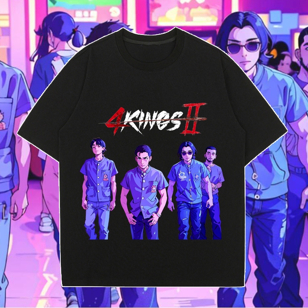 4kings2 4kingอาชีวะยุค90 ออกแบบความรู้สึกอะนิเมะตัวละครเสื้อยืด