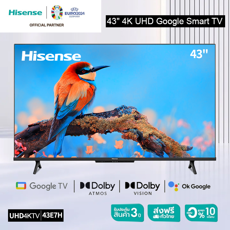 Hisense ทีวี 43 นิ้ว 43A6500H 4K Uhd Vidaa U5 Smart Tv 2.5G + 5G Wifi Build In / Dvb-T2 / Usb2.0 / Hdmi /Av Model 43E6H ควบคุมด้วยเสียง