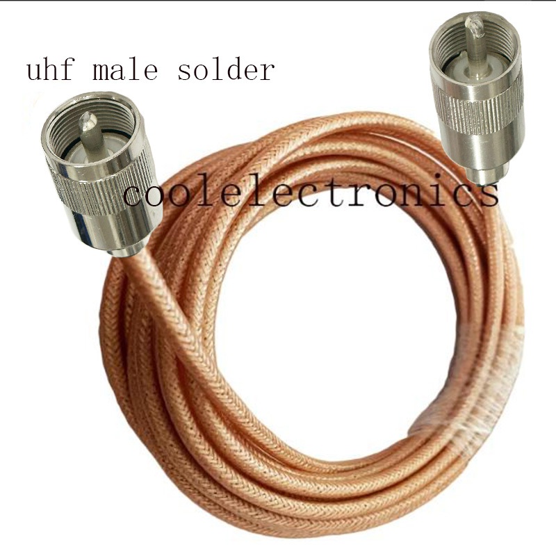 สายเคเบิลโคแอ็กเชียล RG400 UHF PL259 ตัวผู้ ไป UHF ตัวผู้ ทองแดงถัก 50 โอห์ม 10 15 20 30 50 ซม. 1 2 3 5 ม. 1 ชิ้น
