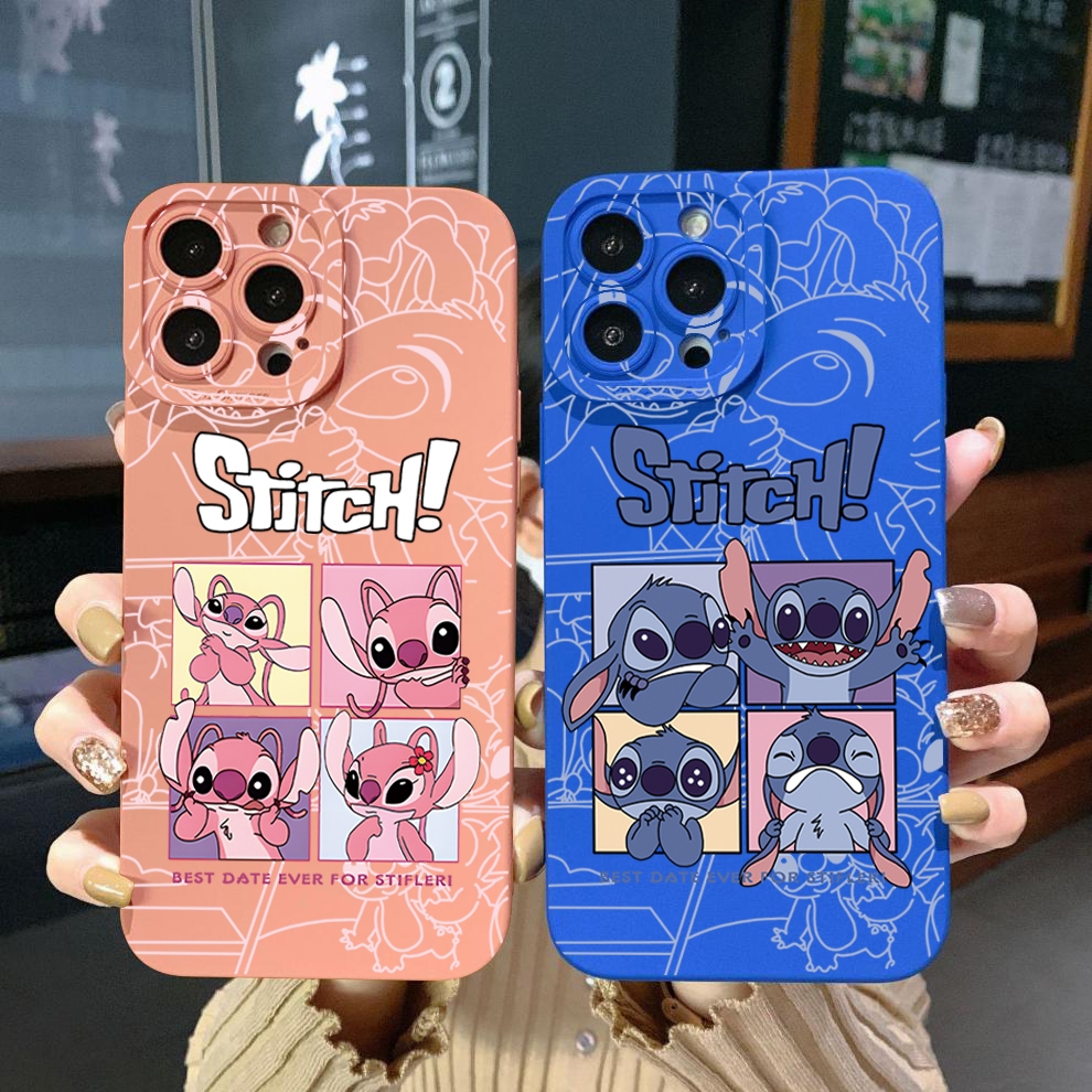เคสโทรศัพท์มือถือ ขอบสี่เหลี่ยม ลาย Stitch สําหรับ Xiaomi Redmi Note 13 4G 12 12S 13C Pro 5G 9S 9A 12C