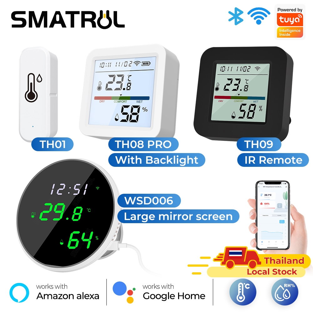 [Local Stock]Smart Tuya WiFi Temperature and Humidity Sensor TH08 เซ็นเซอร์วัดอุณหภูมิและความชื้น พร้อมหน้าจอแสดงผลเครื่องวัดอุณหภูมิความชื้นวัดอุณหภูมิความชื้นThermometer Hygrometer Sensor