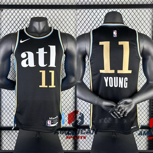 ผู ้ ชาย NBA Atlanta Hawks Trae Young Black 2023/24 Swingman Basketball Jersey City Edition