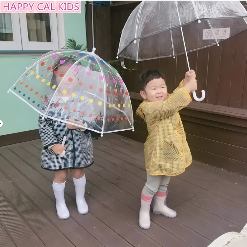 ร่มใส สไตล์เดียวกับที่ซิดนีย์สไตล์เกาหลี ins ญี่ปุ่นบังลมกันฝนร่มใสลายจุดเด็กแนวสตรีทน่ารักสดใส
