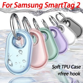 เคส TPU นิ่ม สําหรับ Samsung SmartTag 2 ใส ป้องกัน ปลอกคอสัตว์เลี้ยง ป้องกันการสูญหาย เคสพร้อมตะขอ