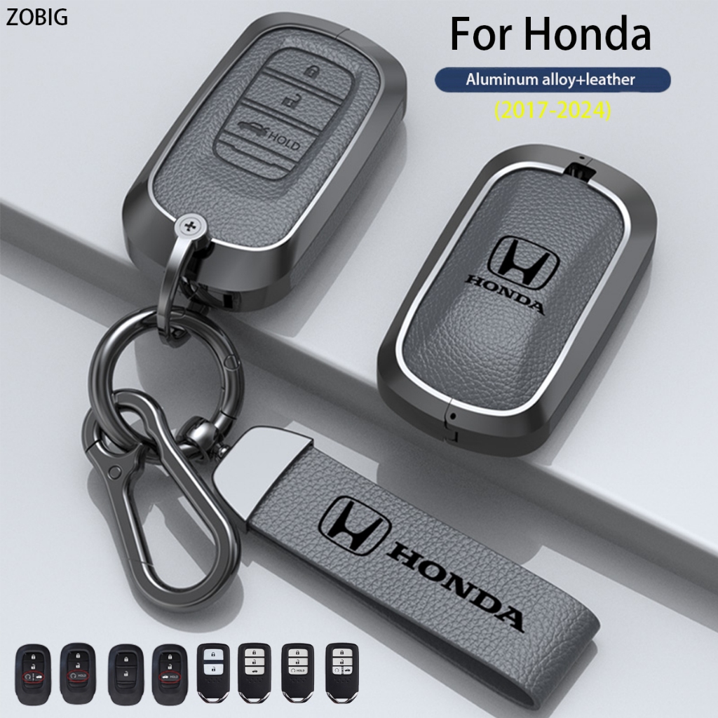 Zobig เคสกุญแจรีโมทรถยนต์ หนังสังกะสีอัลลอย สําหรับ Honda 2024 2023 Honda City Civic HRV CRV Accord Sport SI EX EX-L Touring