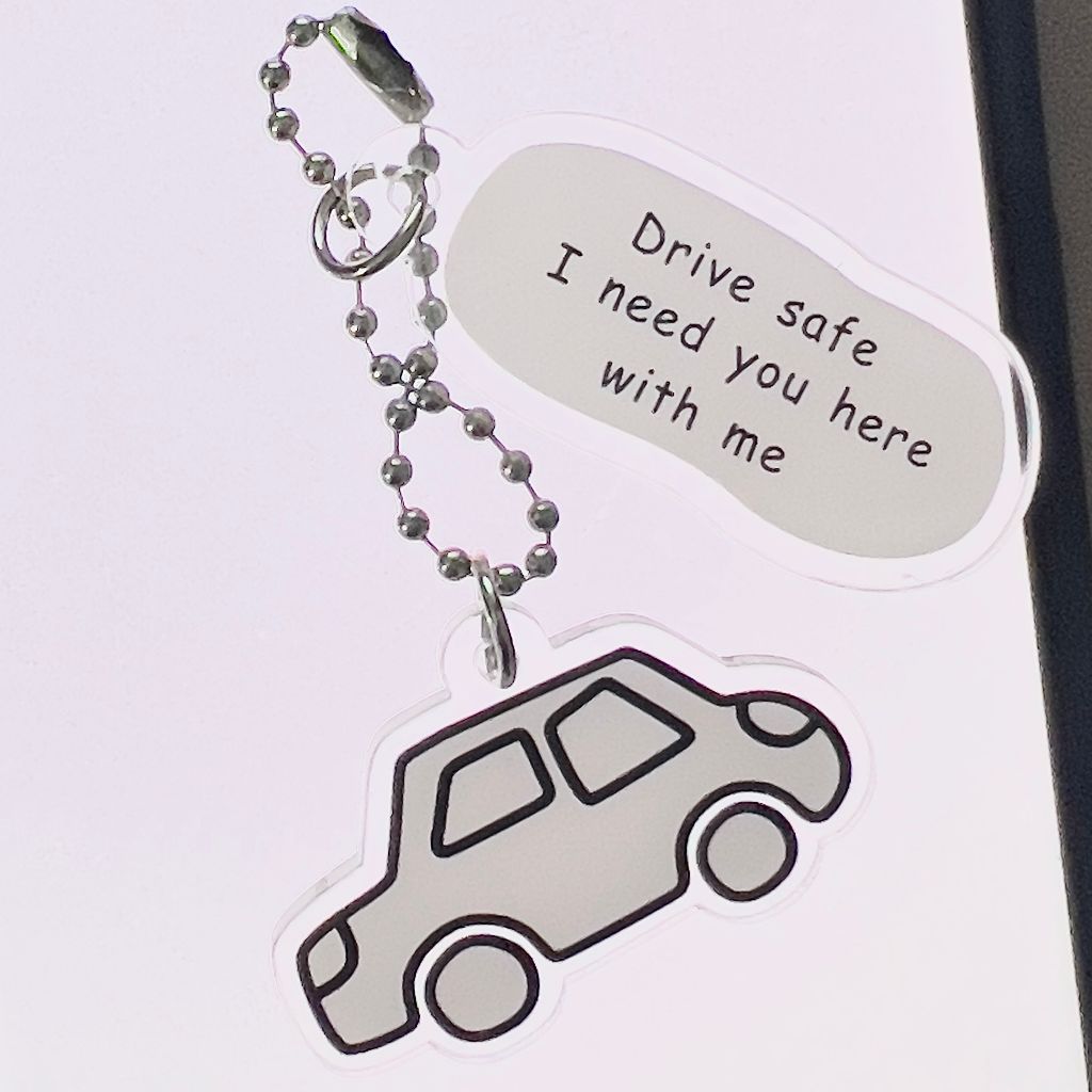 พวงกุญแจอะคริลิค จี้รูปรถยนต์ไฟฟ้า Ohaya Drive Safe สําหรับห้อยกระเป๋า