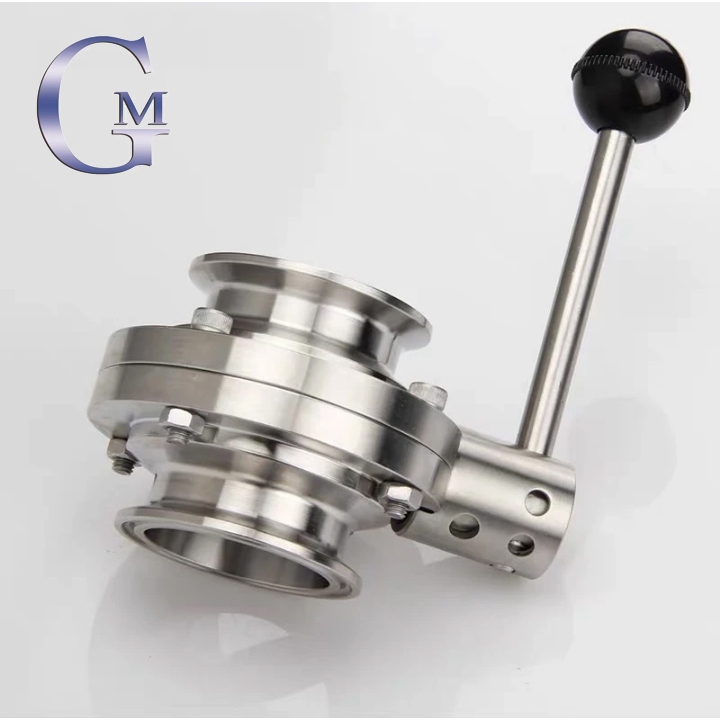 45 มม.51 มม.304 วาล ์ วผีเสื ้ อสแตนเลสสุขาภิบาล Tri Clamp วาล ์ วผีเสื ้ อสําหรับเบียร ์ ผลิตภัณฑ ์ นม