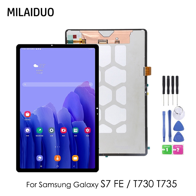 สําหรับ Samsung Galaxy Tab S7 FE SM-T730 SM-T733 SM-T735 T736 T737 T738 จอแสดงผล LCD Touch Digitizer Glass Sensor Assembly เปลี่ยน