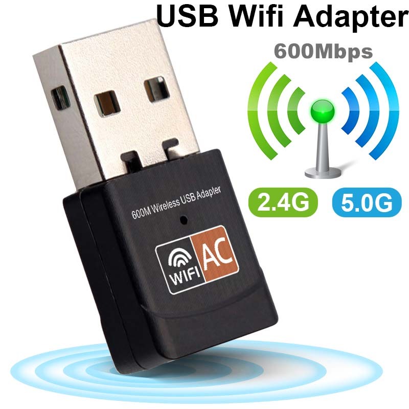 อะแดปเตอร์เครือข่ายไร้สาย Usb Wifi LAN 600Mbps 2.4G 2.5G Usb Wifi บลูทูธ 5.0 สําหรับแล็ปท็อป คอมพิวเ