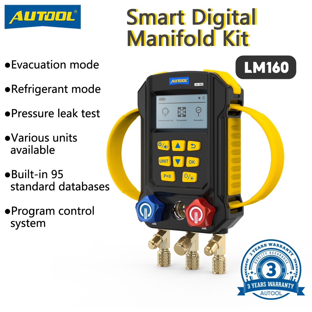 Autool LM160 เกจวัดอุณหภูมิ แรงดัน สูญญากาศ HVAC สําหรับฐานข้อมูลมาตรฐาน 95 ชิ้น