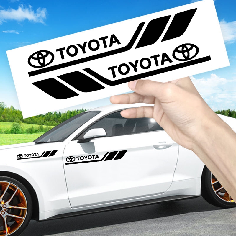 เหมาะสําหรับ Toyota CAMRY Corolla Vios Hilux Innova RAV4 Yaris รถติดตั้งส่วนบุคคล PVC Latte Art ไฟประตูดัดแปลงคิ้วสติกเกอร์ตกแต่งหน้าต่าง