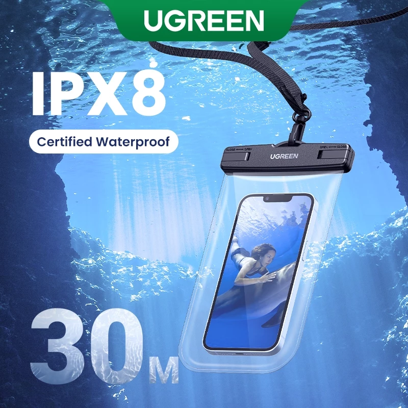 UGREEN เคสกันน้ําพร้อมสายคล้องคอ ซองกันน้ำ กระเป๋ากันน้ำ สำหรับเทศกาลสงกรานต์ สําหรับ iPhone 17 Pro Max 15 14 Pro Max Samsung S24 S23 Huawei P50 สูงสุด 7.2 นิ้ว