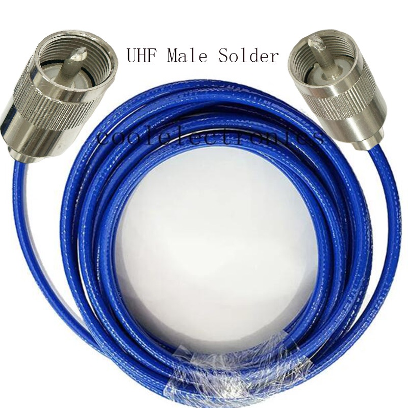 สายเคเบิลเชื่อมต่อ RG142 UHF PL259 ตัวผู้ เป็น UHF ตัวผู้ RF 10 15 20 30 50 ซม. 1 2 3 5 ม. สีฟ้า 1 ชิ้น