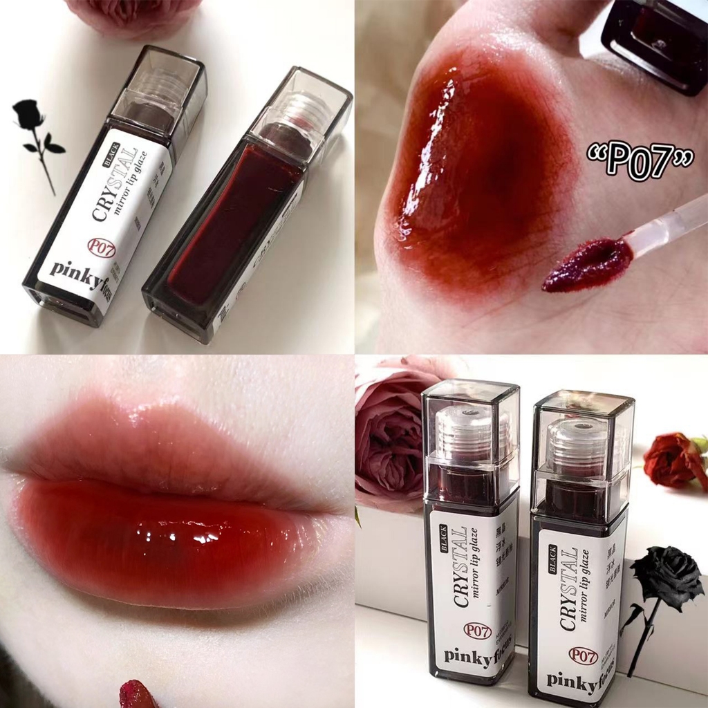 Pingkyfocus Water-clear Lens Gloss Lip Glaze นั่นให้ความชุ่มชื้นและไม่แสดงเส้นริมฝีปาก 3g