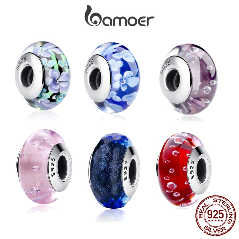 BAMOER ลูกปัดแก้ว แบบสวยงาม สำหรับทำสร้อยข้อมือ DIY