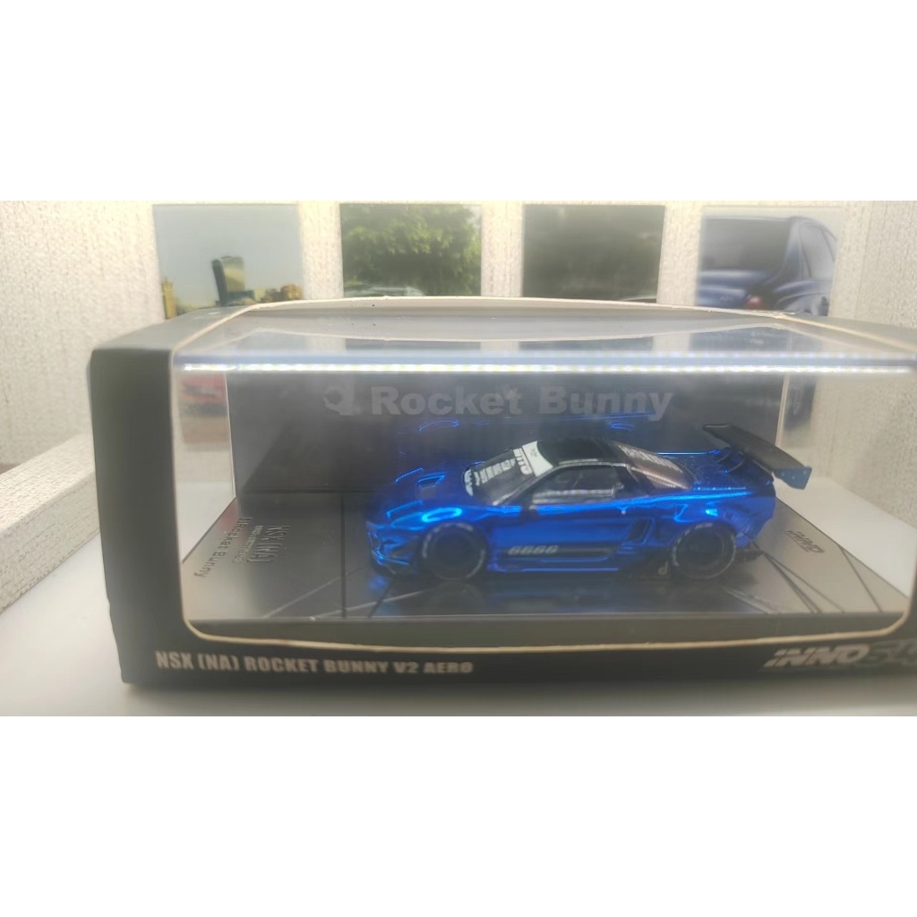 โมเดลรถยนต์ 1/64 inno rocket bunny v2aero nsx อัลลอย สีฟ้า