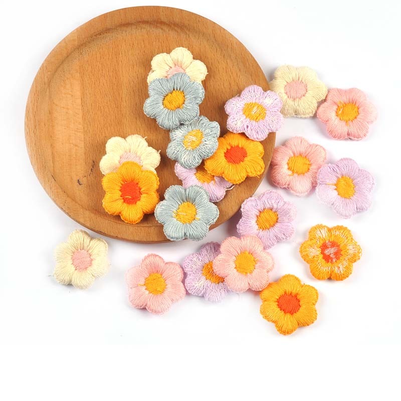 10 ชิ้น 3.5 ซม.Multicolor ดอกไม้ Appliques สําหรับอุปกรณ์เย็บผ้า DIY Headwear หัตถกรรมกระเป๋าอุปกรณ์เสื้อผ้าลูกไม้ Trim แพทช์ CP3428